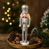 Figura decorativa de cascanueces blanco con gris de 30 cm
